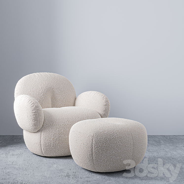 Nana Love Armchair and pouf by Freifrau 3D Model Free