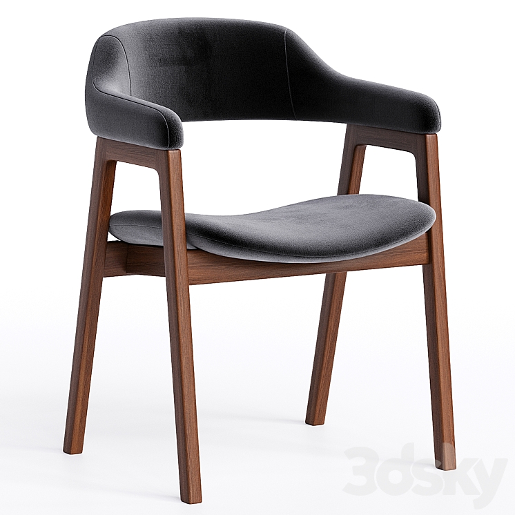 Abilene Upholstered Dining Arm Chair 3DS Max Model - thumbnail 1