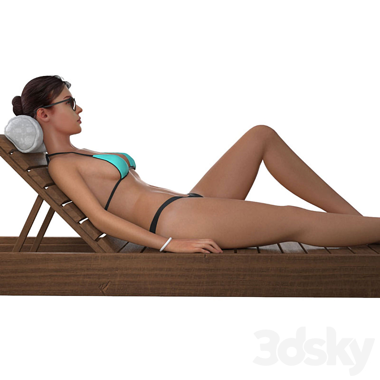 Girl on a deck-chair 3D Model