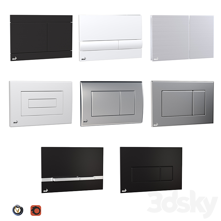 Alcaplast flush buttons for installation (8 pcs.) 3D Model