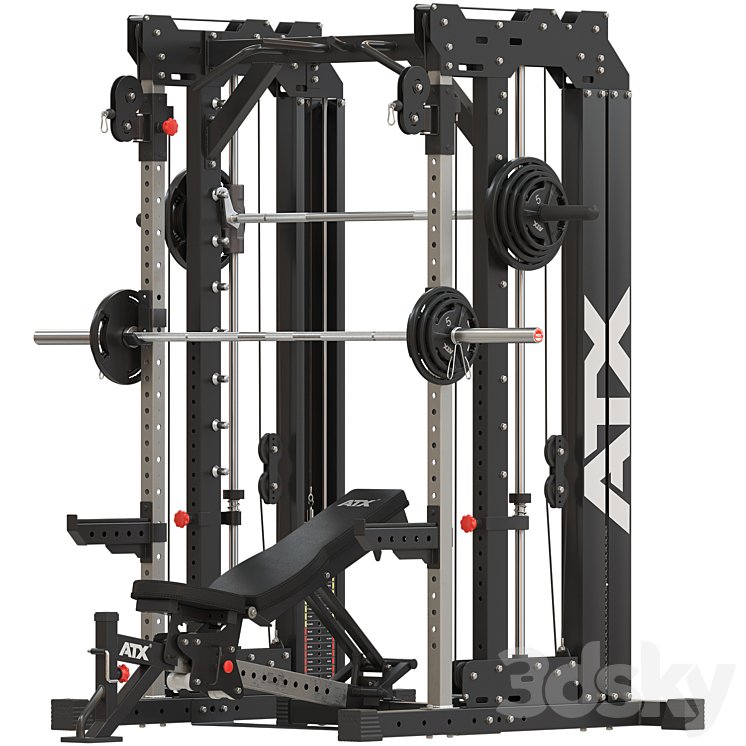 Home Gym ATX_Smith Cable Rack Weight Stack 3DS Max Model - thumbnail 1
