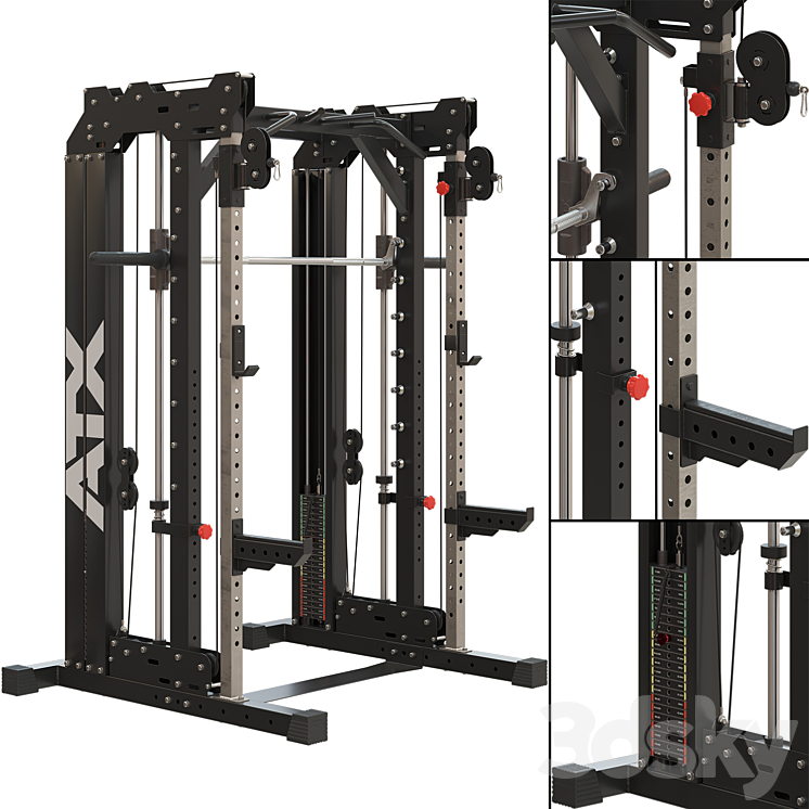 Home Gym ATX_Smith Cable Rack Weight Stack 3DS Max Model - thumbnail 2