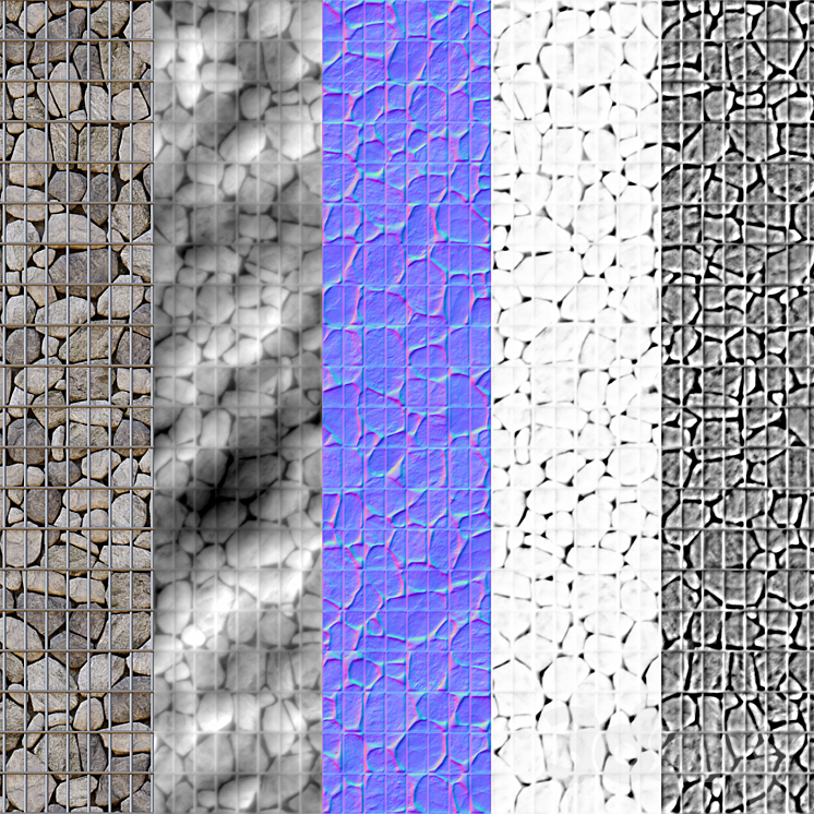 Stone gabion seamless texture 3D Model