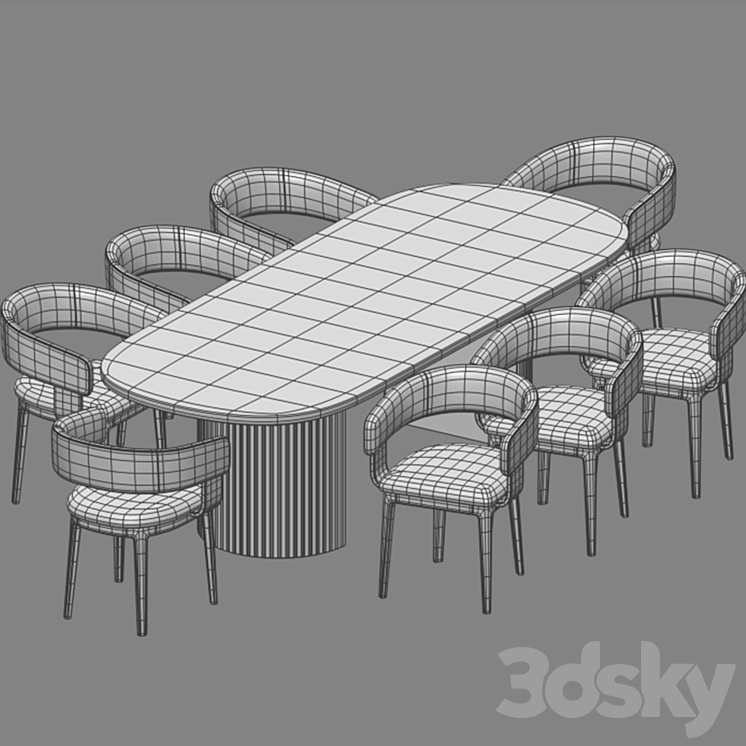 Dining Set 3DS Max Model - thumbnail 2