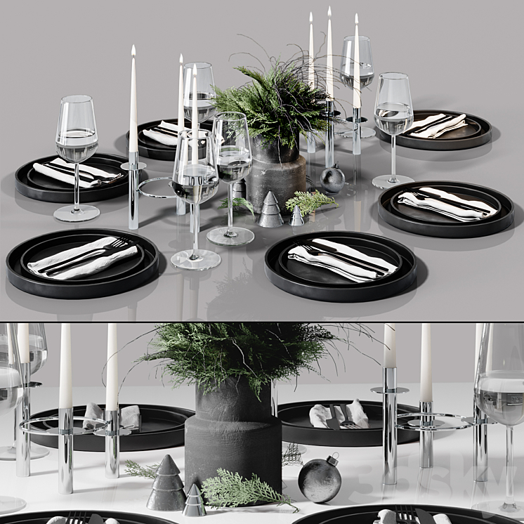 Table setting in Scandinavian style 3D Model