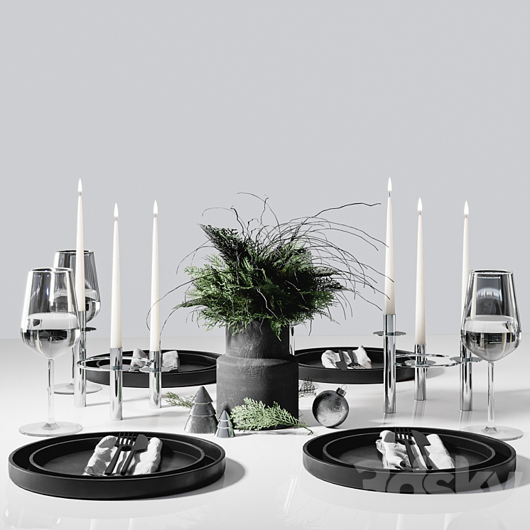 Table setting in Scandinavian style 3DS Max Model - thumbnail 2