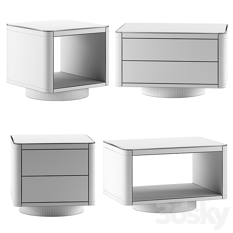 MILTON | Bedside tables By Minotti 3DS Max Model - thumbnail 2