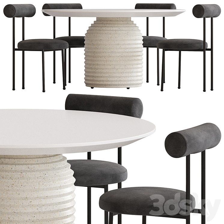 Coco Republic Gothenburg Dining Chair and Mueller Table 3DS Max - thumbnail 2