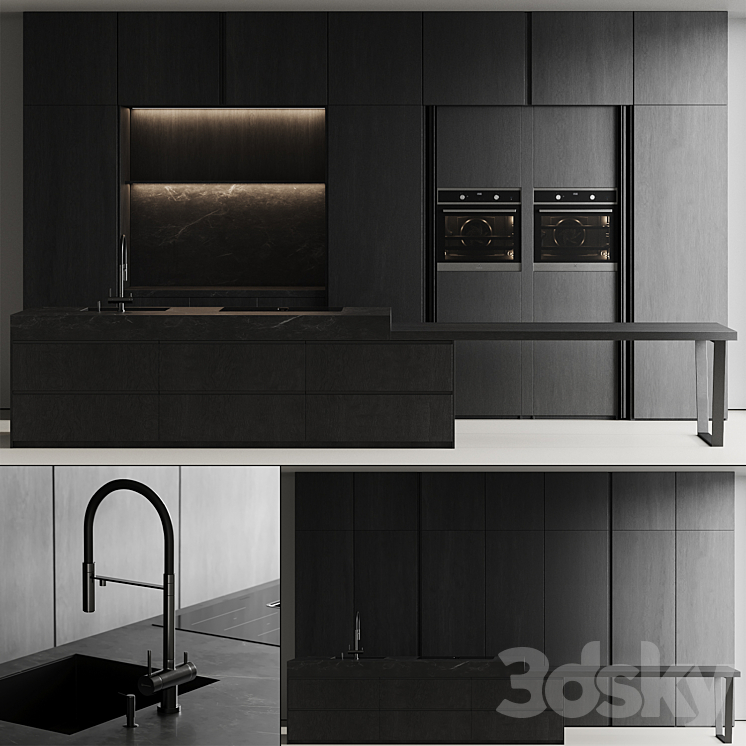 Modern kitchen with island 11 3DS Max Model - thumbnail 1