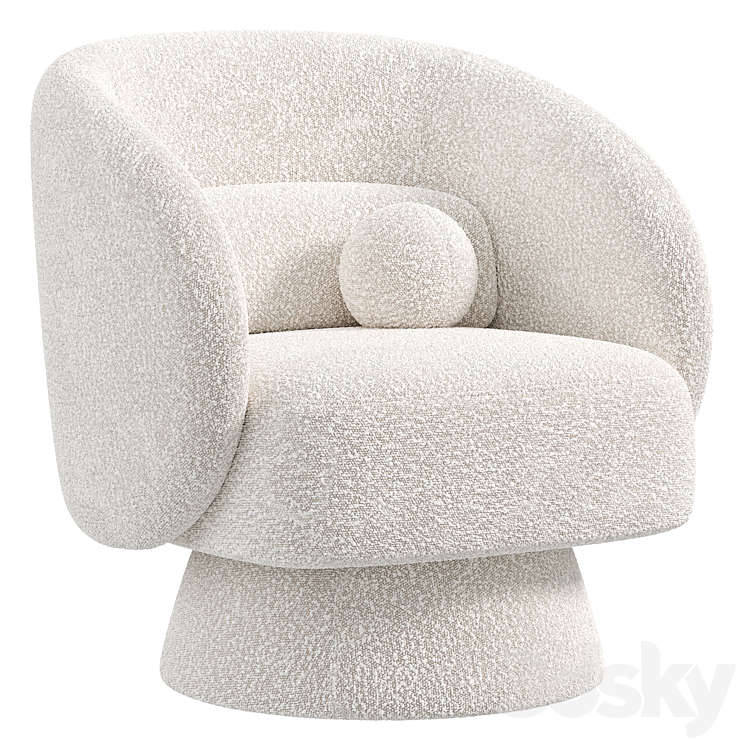 Saboor Upholstered Swivel Barrel Chair 3DS Max Model - thumbnail 2