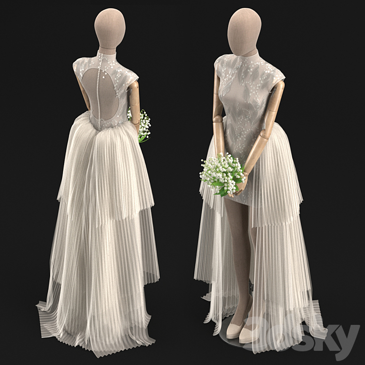 wedding dress 02 3DS Max Model - thumbnail 2
