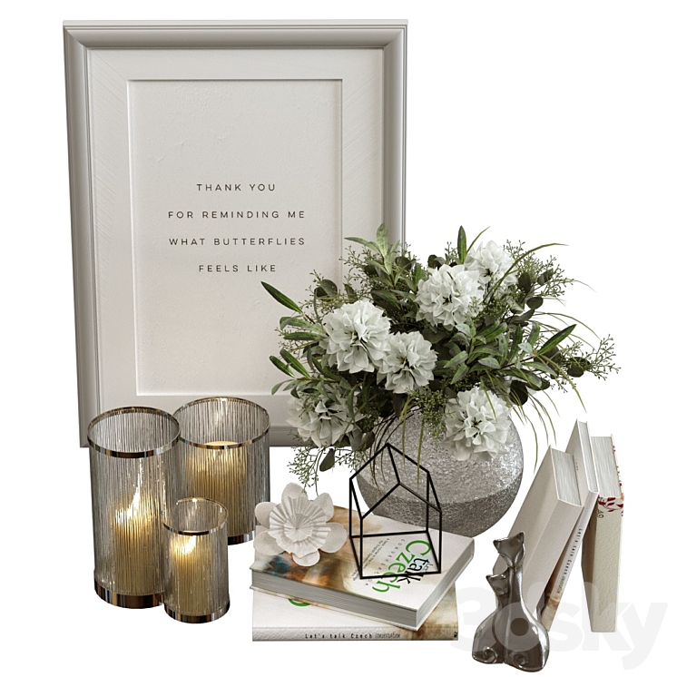 Decorative set with candles 3D Model