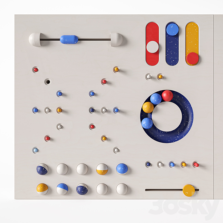Interactive game board (panel) for a children's room 3DS Max Model - thumbnail 2