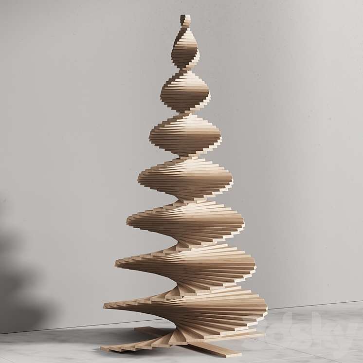 035 Modern christmas trees 01 wood and light 3DS Max - thumbnail 2