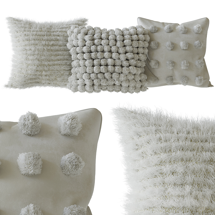 Scandinavian wool pillows 3DS Max Model - thumbnail 1
