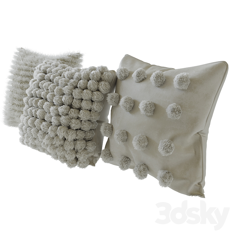 Scandinavian wool pillows 3DS Max Model - thumbnail 2