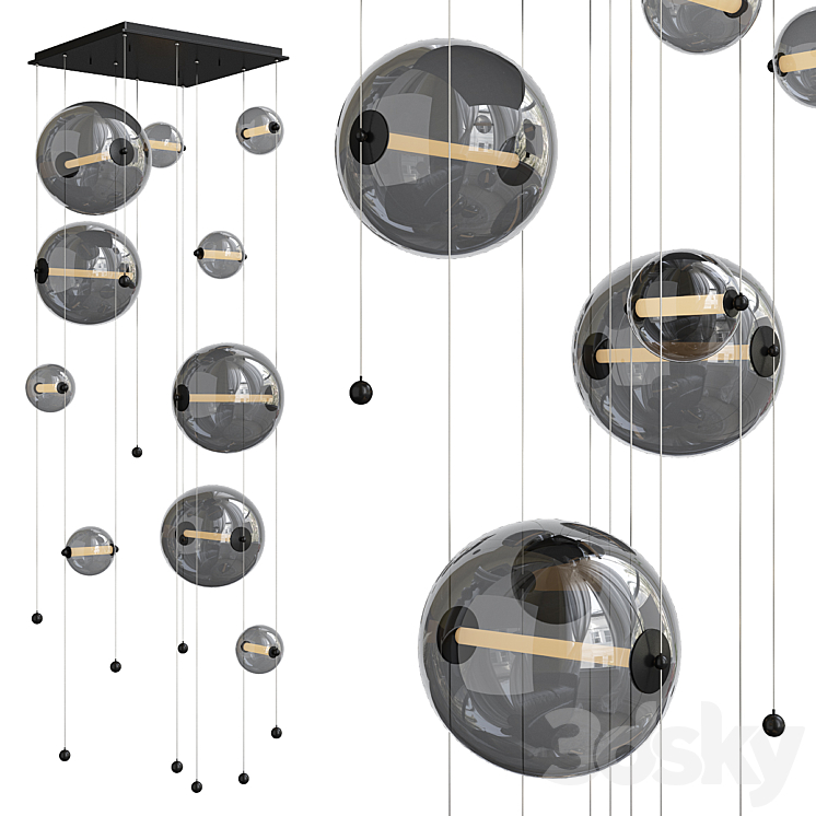Abacus 10 light square led pendant pendant light 3d model