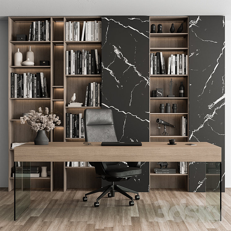 Boss Desk Set – Office Furniture 411 3DS Max Model - thumbnail 1