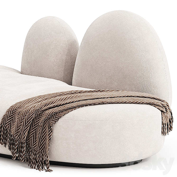 LAGU FUYU Curved 2 seater fabric sofa 3DS Max Model - thumbnail 2