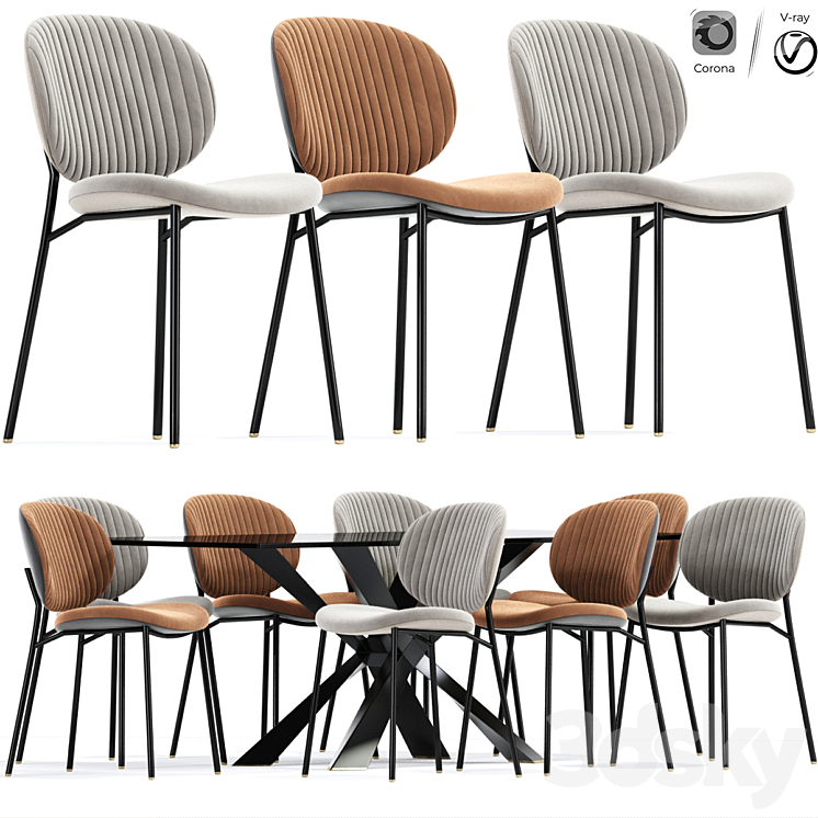 Calligaris Ines Dining Chair Table 3DS Max Model - thumbnail 1