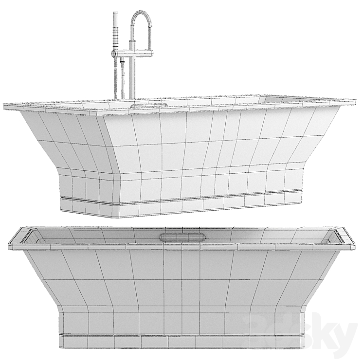 “Kohler 67″” x 31.5″” Freestanding Soaking Tub with Center Drain from the Reve” 3DS Max - thumbnail 2