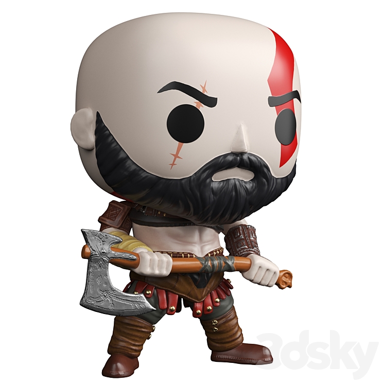 Kratos with Axe 3DS Max Model - thumbnail 2