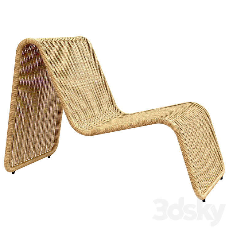 Tito Agnoli P3 lounge chair in cane Bonacina Italy 3D Model