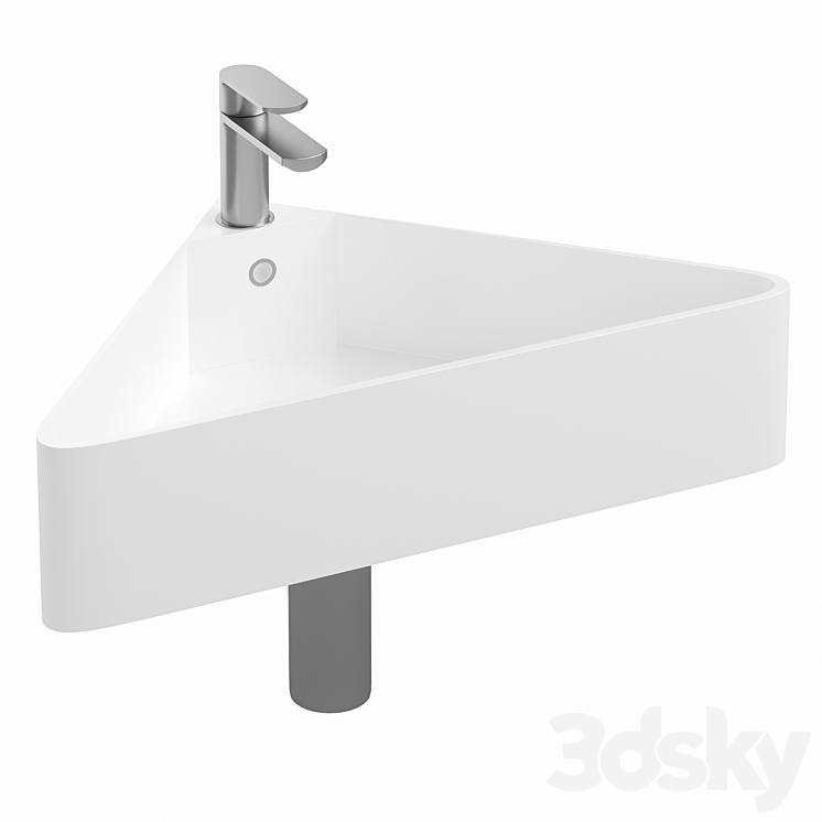 Arezzo Corner Cloakroom Basin 1TH – Gloss White 3D Model