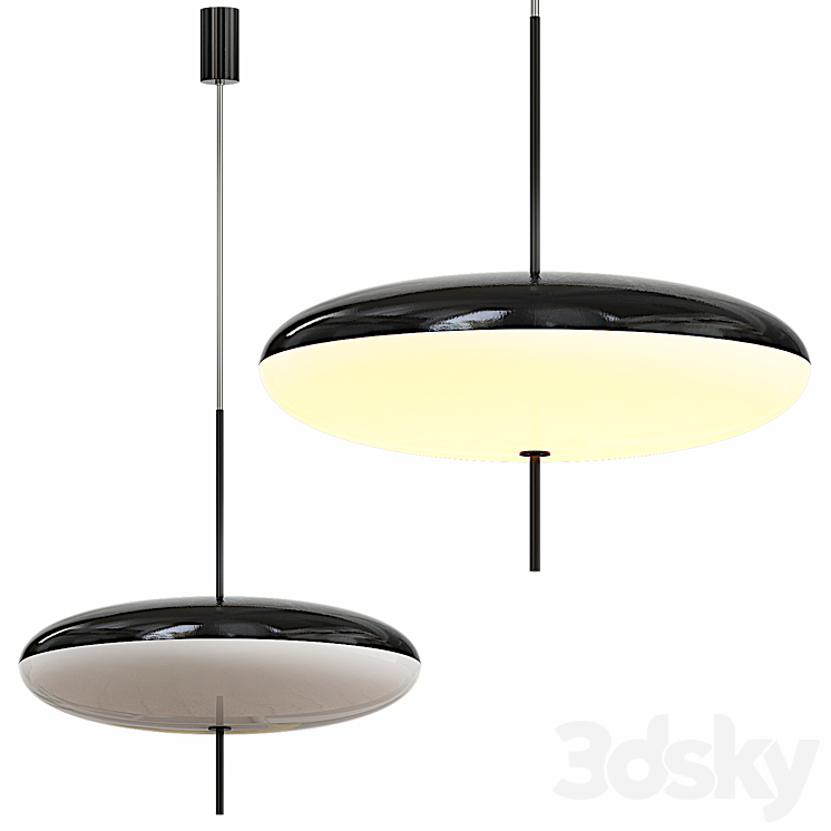 Gino Sarfatti Model No. 2065 Ceiling Light in Black and White 3DS Max Model - thumbnail 1