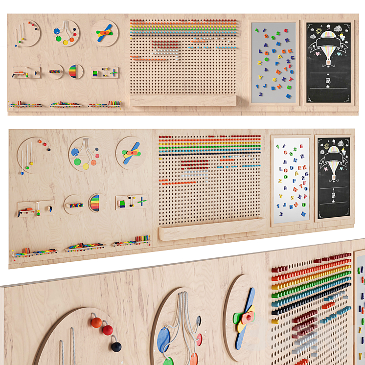 Interactive game board (busyboard) for a children's room 3D Model