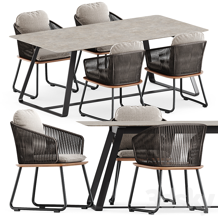 Denia dining armchair by Weishaeupl and Kolonaki table by Varaschin Table + Chair 3D model