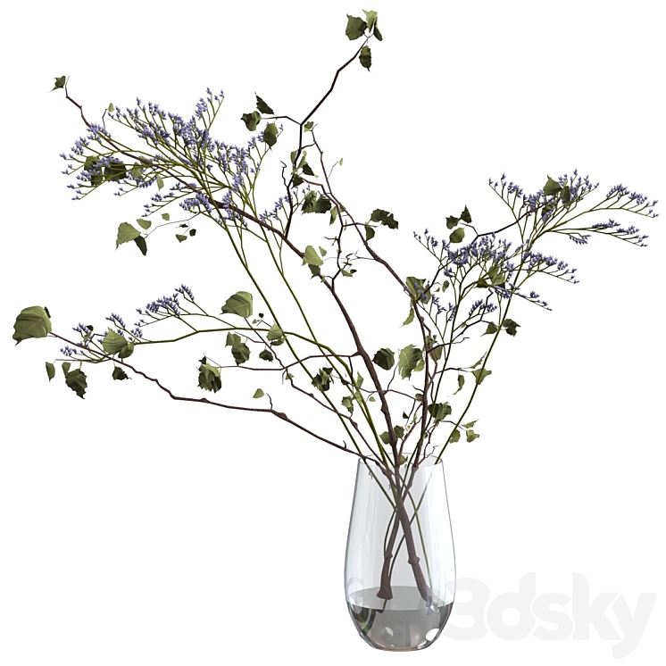 Bouquet of branches and flowers 3D Model
