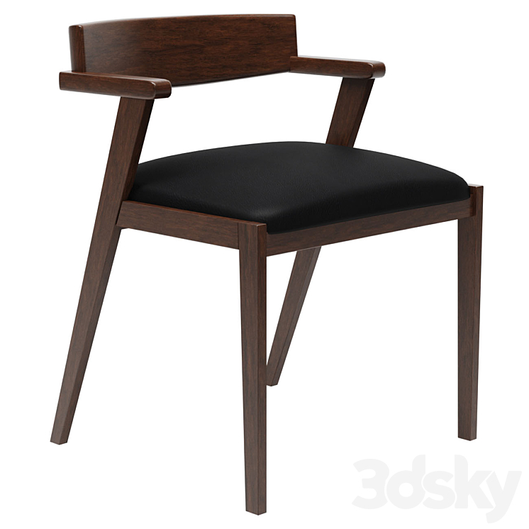 Black leather dining chair Zola Chair 3D model