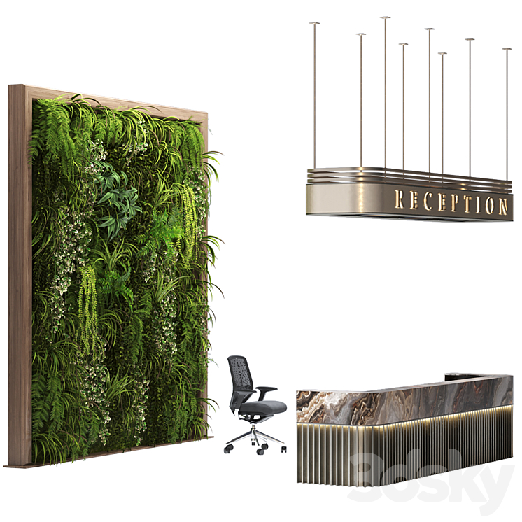 Reception with wall plants 3D Model