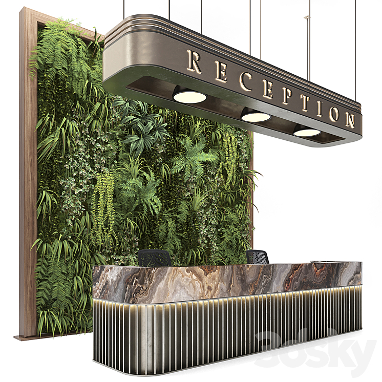 Reception with wall plants 3D Model