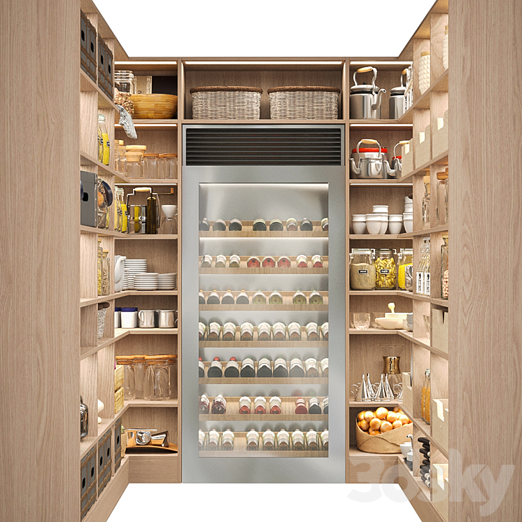 Pantry with spices kitchen utensils 3D Model