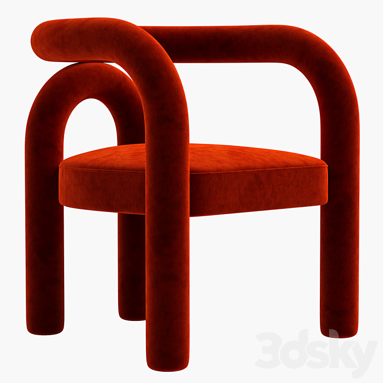 Modern Design Armless Open Back Dining Chairs 3D Model