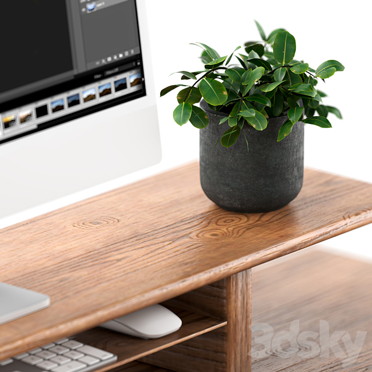 Apple Wooden WorkPlace Home Office 3DS Max - thumbnail 2