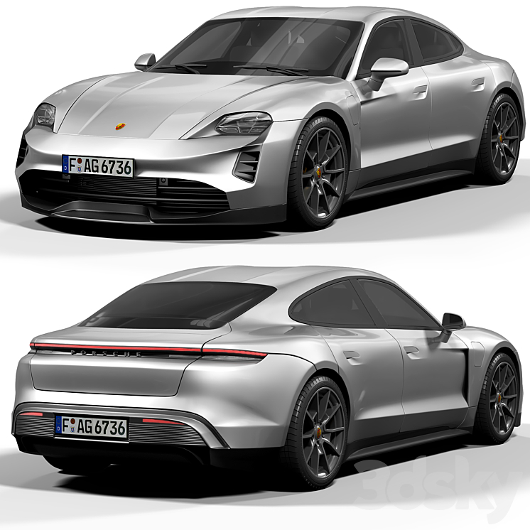 Porsche Taycan GTS 2022 3DS Max Model - thumbnail 1