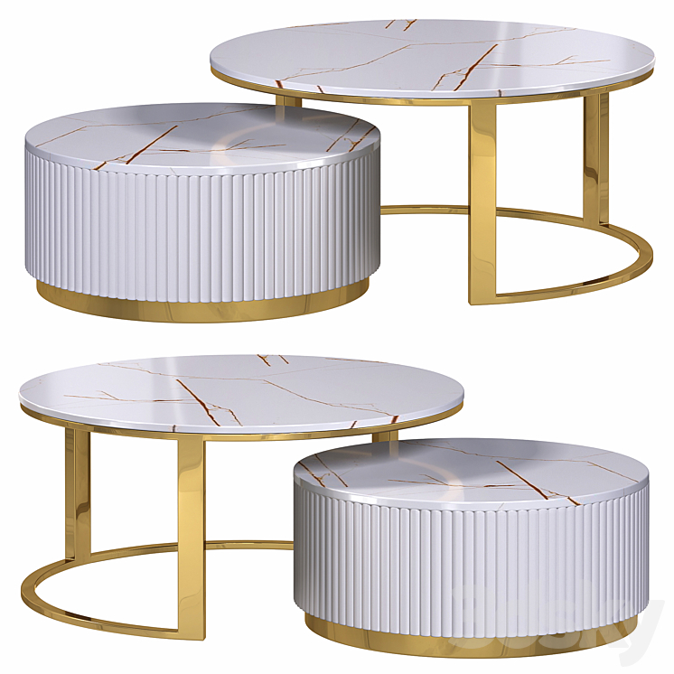 Round modern stone top nesting coffee table by homary Table 3D model