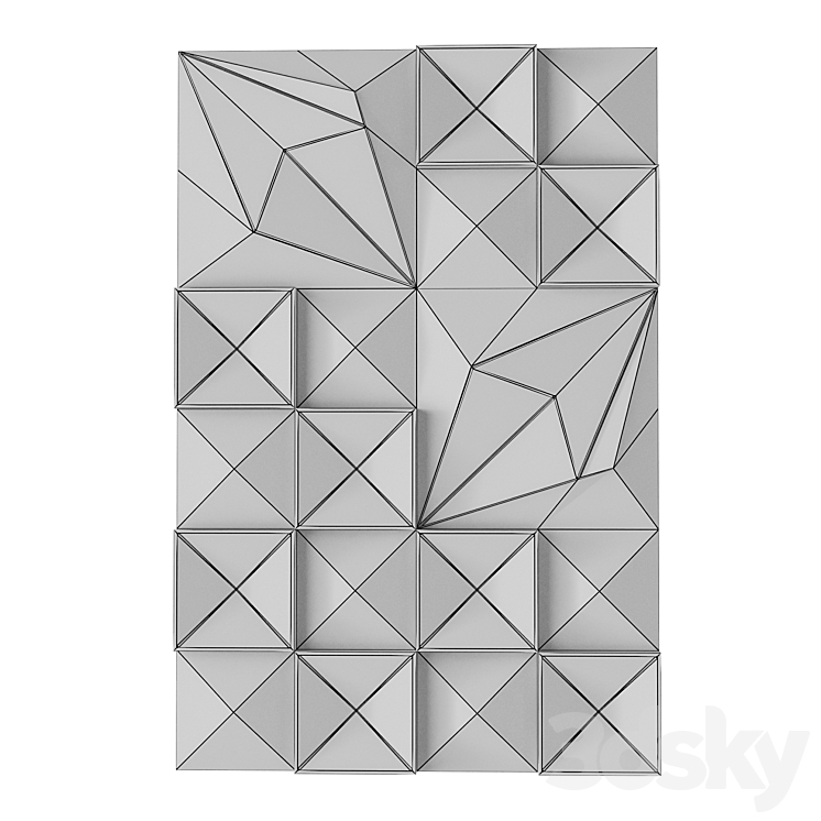 Lava Ash Tile Dimensional Wall Art 3D Model