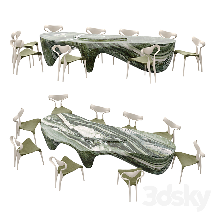 Eximons Dining Table 3DS Max Model - thumbnail 1