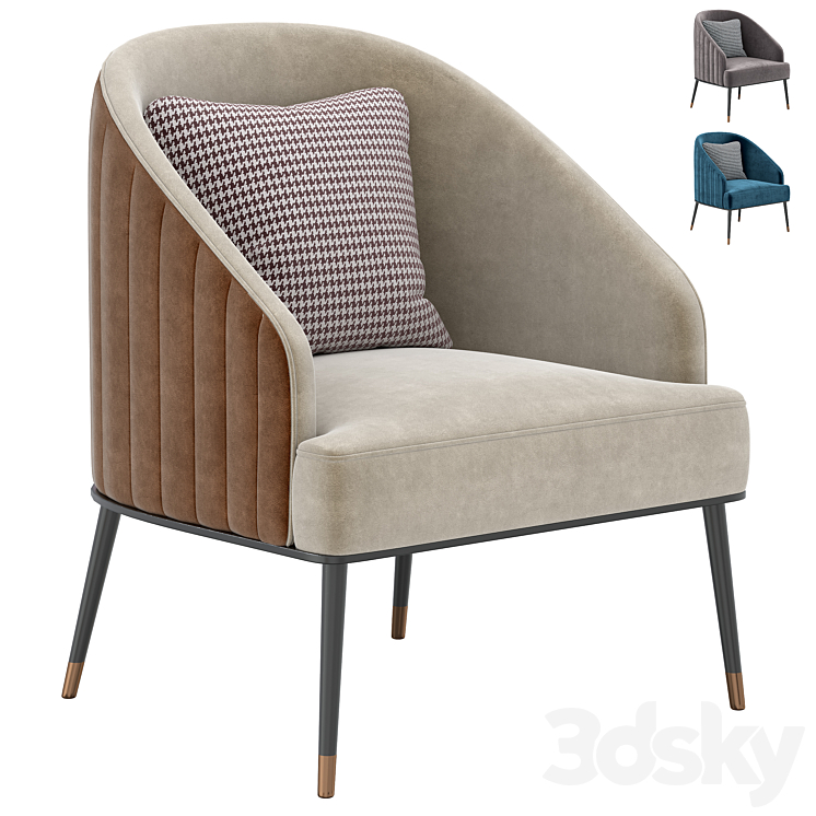 Armchair SHELBY 3DS Max Model - thumbnail 1