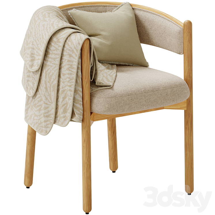 Dining chair in hevea and cotton Natesse 3DS Max Model - thumbnail 1