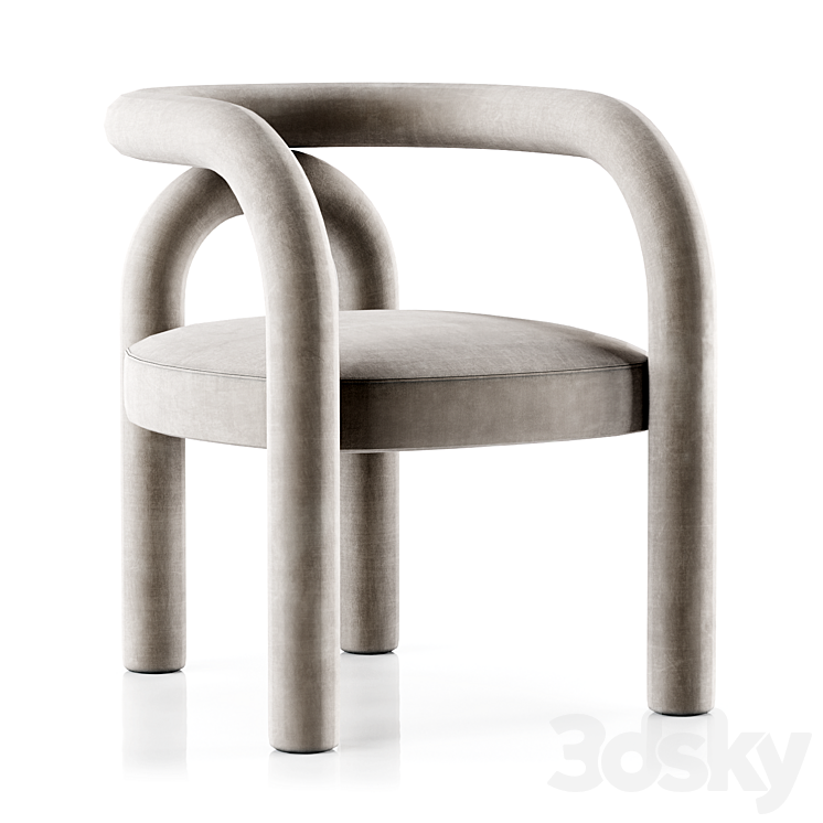 Open Back Chair by Litfad 3DS Max Model - thumbnail 1