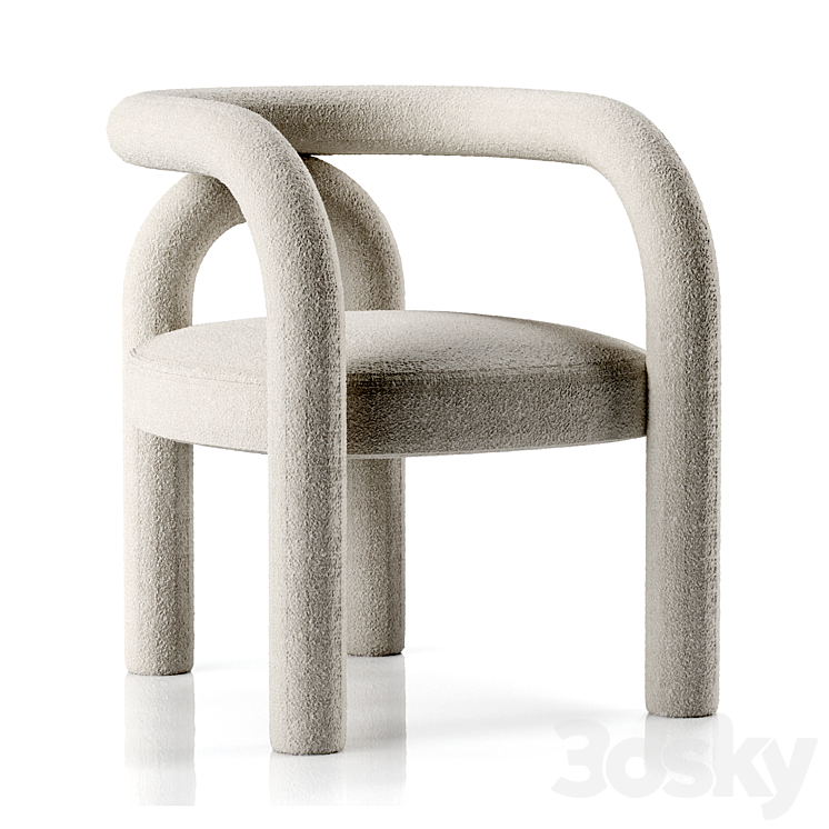 Open Back Chair by Litfad 3DS Max Model - thumbnail 2