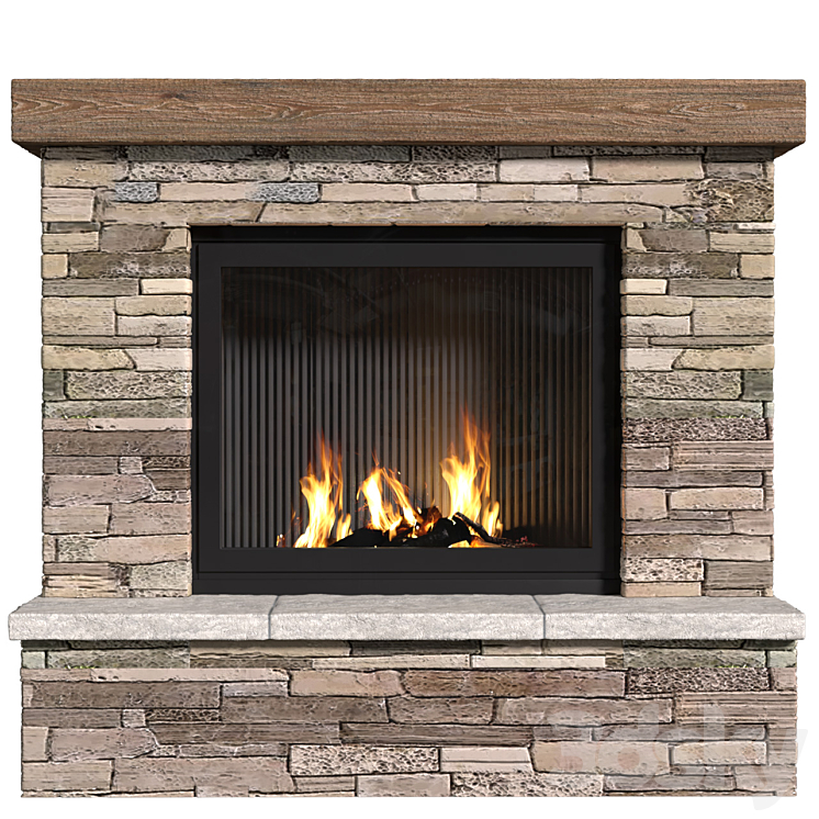 Provence style fireplace.Fireplace in Country style.Decorative stone wall 3D Model