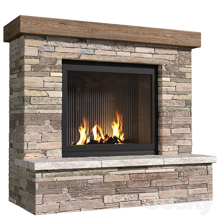 Provence style fireplace.Fireplace in Country style.Decorative stone wall 3D Model Free