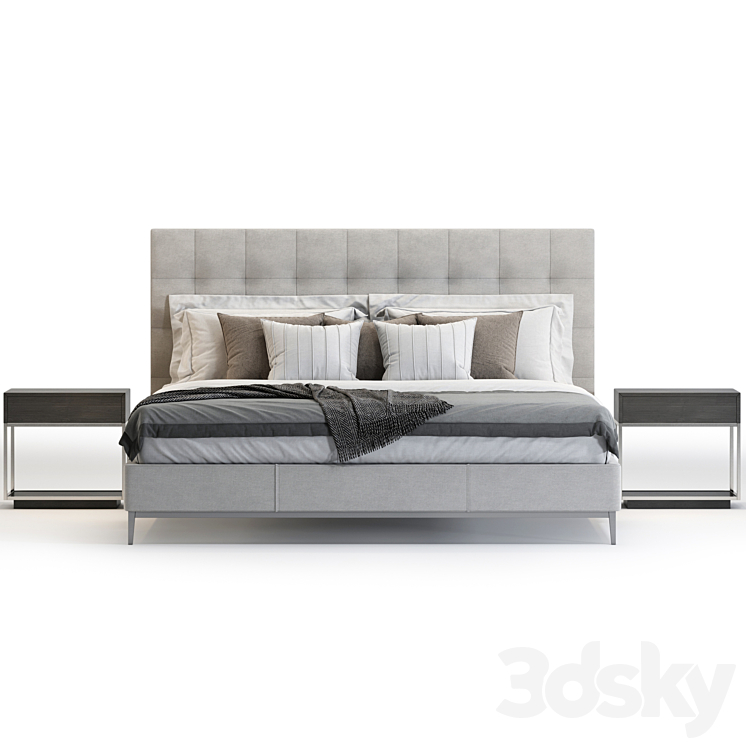 RH MODENA FABRIC BOX-TUFTED PANEL PLATFORM BED 3D Model Free