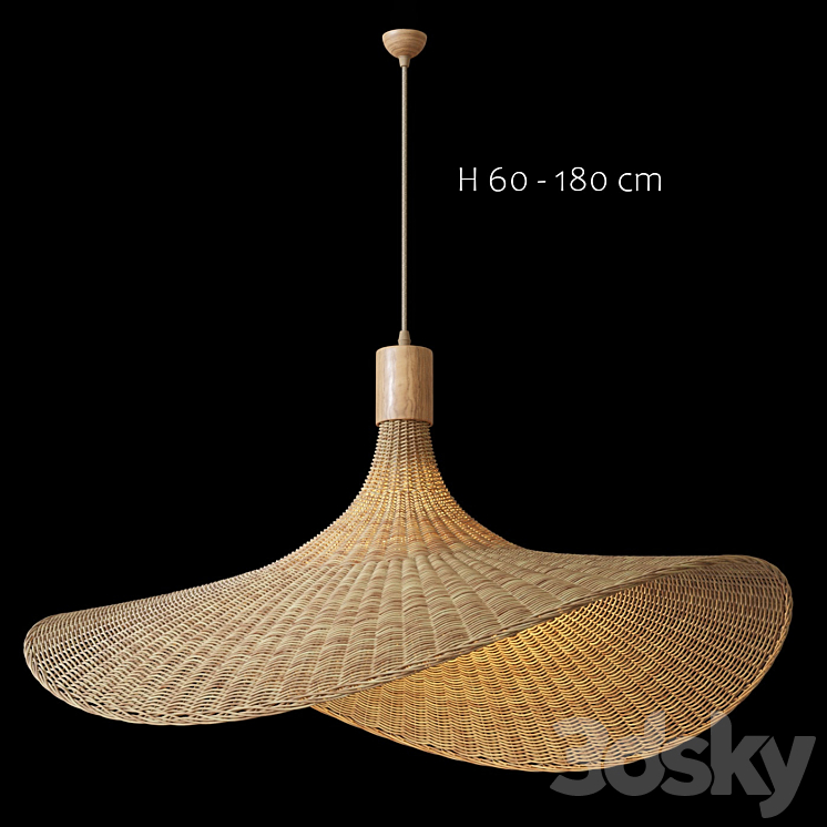 Hanging lamp – wicker hat 3DS Max - thumbnail 2
